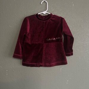 McKids 36 month Vintage Y2K Red Burgundy Long Sleeve Blouse